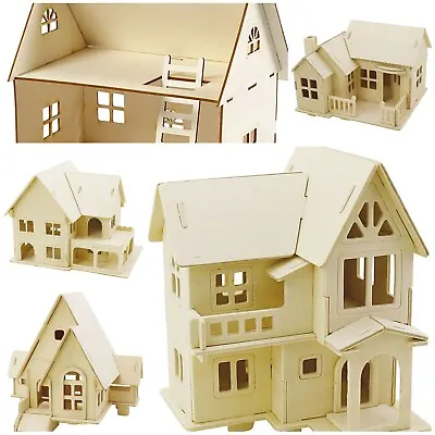 Wooden Construction Kits Houses 3D Self-Assembly Jigsaw Puzzles Doll Choose • £16.99