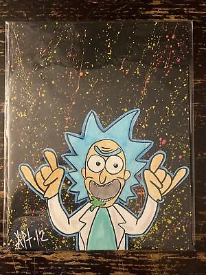 8x10 Hand Painted (Rick / Rick & Morty) Black Light - Pop Art • $9.99