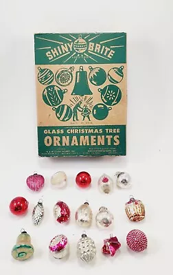 VTG 16 MERCURY GLASS SHINY BRITE CHRISTMAS ORNAMENTS Lot In Box Santa 1  • $24.99