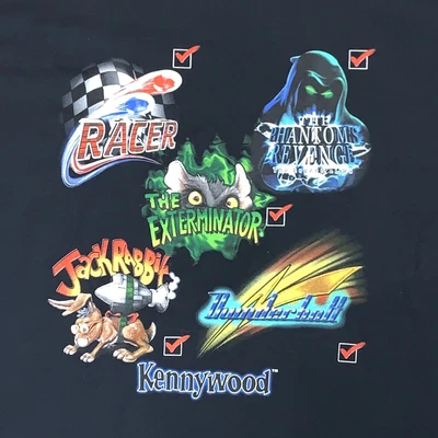 $24.99 • Buy Kennywood T-Shirt I Survived Racer Jack Rabbit Rollercoaster Black Size Large