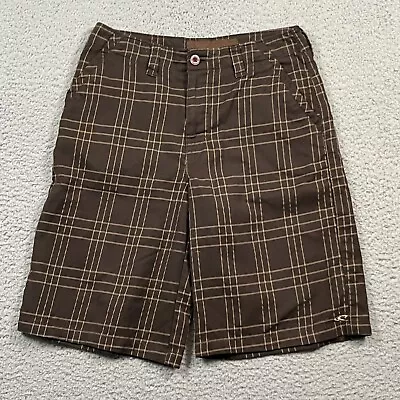 Vintage O'Neill Boys Shorts Brown 28 Casual Preppy Striped Y2K Rare Plaid Chino • $20