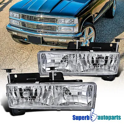 Fits 88-98 Chevy GMC C10 CK 1500/2500/3500 94-99 Suburban Headlights Lamps 2PC • $49.98