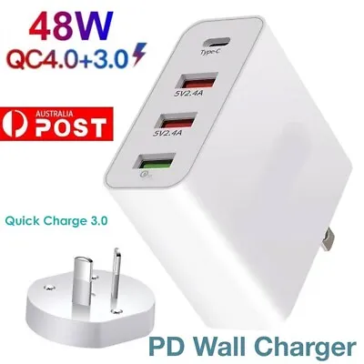 48W PD Fast Charging Charger Multi USB Type C Wall Adapter 4 Port QC3.0 AU Plug • $19.99