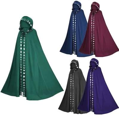 Unisex Adult Wizard Hooded Cape Medieval Renaissance Long Cloak Cosplay Costume • $30.79