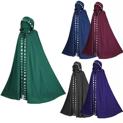 Unisex Halloween Wizard Hooded Cloak Cape Vintage Medieval Renaissance Costume • $29.66