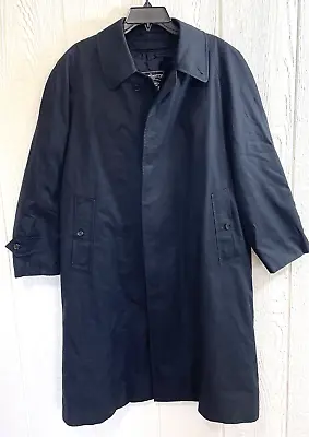 Vintage Burberry Navy Trench Coat Overcoat Men's Chest 47” Removable Lining Tt65 • $155