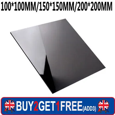 2mm W 10x10/15x15/20x20cm Black Mirror Acrylic Board Square Sheet Plastic Plate • £5.29