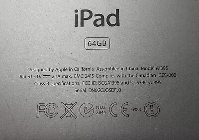 Non-Functional Apple IPad A1395 64gb Tablet Bundle • $12