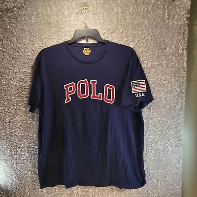 Polo Ralph Lauren T-shirt Navy Blue With Logo Size XL • $19.99