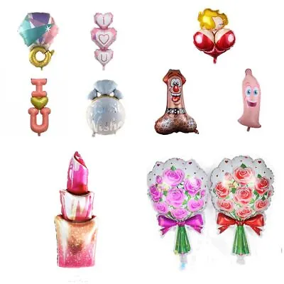 $12.57 • Buy Balls Lipstick Diamond Ring Rose Bouquet I Love You Valentines Day Foil Balloon