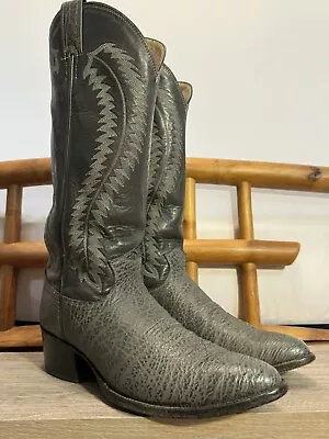Men’s Cowboy Boots Justin 2205 Size 10 D Wildebeest Leather Gray Tall Shafts USA • $72