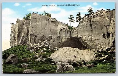 Exterior View Of Indian Caves Near Billings Montana~EC Kropp~Vintage Linen PC • $3.70