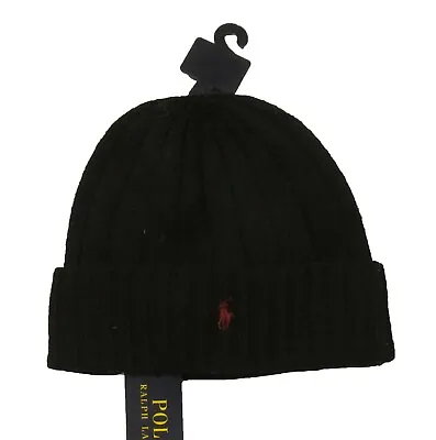 Polo Ralph Lauren Men's Black Wool Blend Ribbed Cuff Beanie • $20.99