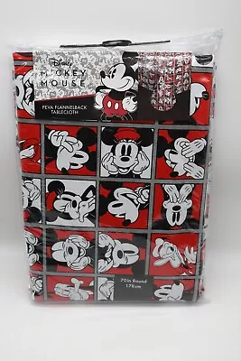 Disney Mickey Mouse Minnie Donald PEVA FLANNELBACK Tablecloth 70  Round - New • $24.99