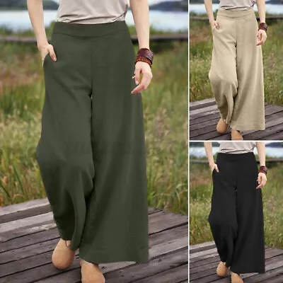 ZANZEA Women Summer Casual Side Pockets Wide Leg Pants Culottes Ladies Trousers • $17.75