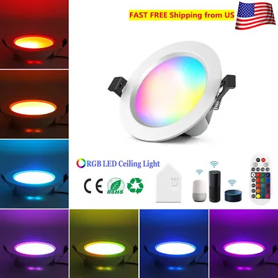 RGB CW WW LED Ceiling Lights 5W 9W Recessed Downlight Spot Lamp + Remote Control • $24.69