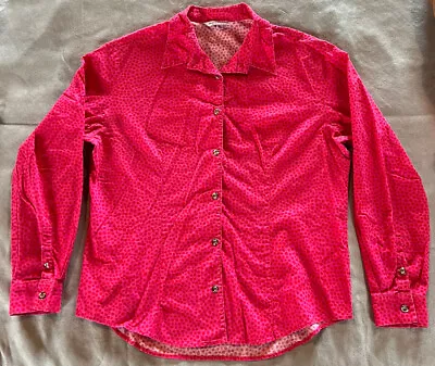 Marimekko Mika Piirainen Red/Pink Dots Long Sleeve Button Up Silver Buttons XL  • $74.99