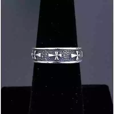 Vintage Sterling Silver Textured Maltese Cross Infinity Band Size 7 • $17.85