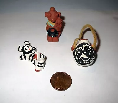 Micro Miniature Lot ZUNI & ACOMA INDIAN Signed POTTERY STATUE Sculpture Kachina • $62.25