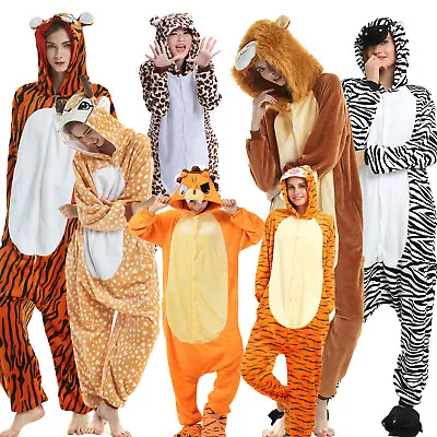 $26.95 • Buy Tiger Kigurumi Deer Zebra Animal Cosplay Pajamas Adult Flannel Onesis Jumpsuit