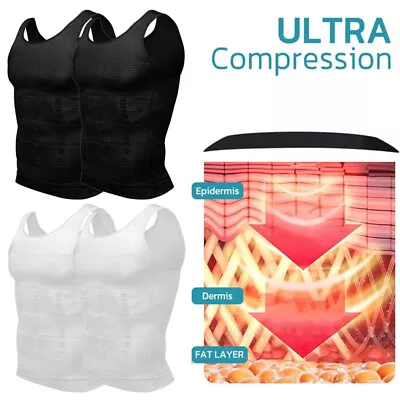 Mens Slimming Tummy Vest Compression Shirt Tank Top Shapewear Belly Body Shaper  • $14.79