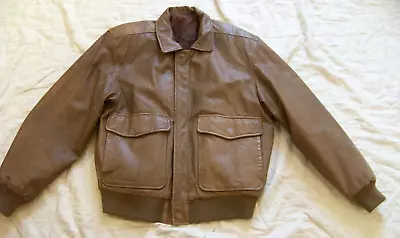 Vintage U.2. Air Farces Brown Leather Bomber Jacket - Size 42  • $129.99