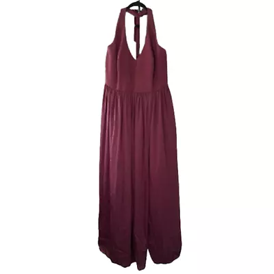 VERA WANG V Neck Halter Gown With Sash Wine Bridesmaid Formal VW360214 Sz 20 • $75