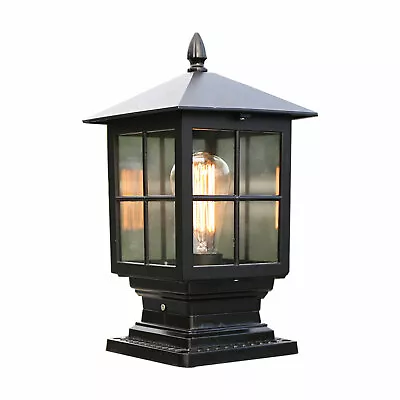 Exterior Post Lantern Lamp Retro Yard Driveway Fence Outdoor Gate Pillar Light • $32