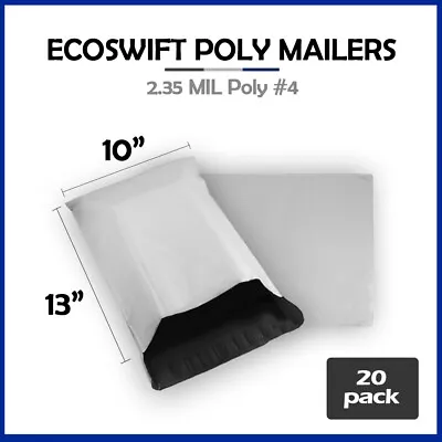 20 10x13 EcoSwift Poly Mailers Plastic Envelopes Shipping Mailing Bags 2.35MIL • $4.88