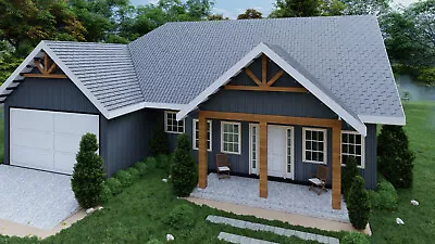 Modern  Farmhouse House  Plan 3 Bedroom & 2 Bathroom With Free Original CAD File • $29.99