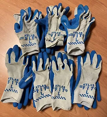 7 Pairs Of ATLAS SIZE LARGE INDUSTRIAL FIT GRIP WORK GLOVES • $15