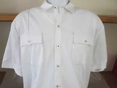 New 7 Diamonds Men's Button Up Premium White Shirt Short Sleeve 4-Way 2XL • $32.99