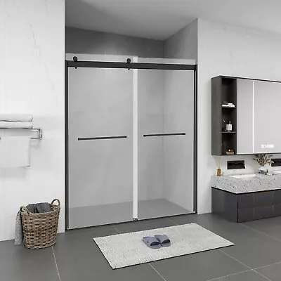 LMLMD 56 - 60  X 74  Frameless Double Sliding Shower Door 5/16  Glass ，Black • $745