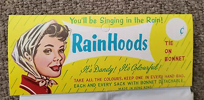Vintage Singing In The Rain Rainhood/RainBonnet/ Regenhaube - 1xhood/White Sleev • £1.99