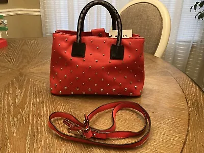 New Milly Red Studded Leather Purse Handbag With Strap $385 Retail See Pics • $75