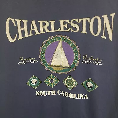 $19.99 • Buy Vintage Charleston SC Xl Mens Blue Graphic Logo Short Sleeve Tshirt Made In USA 