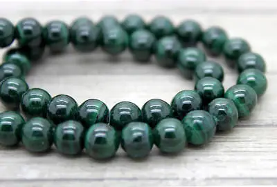 Green Malachite Round Polished Natural Stone Gemstone Beads PG28 • $16.90