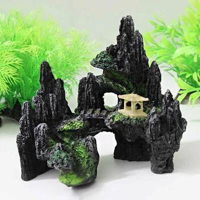 $29.14 • Buy Aquarium Resin Mountain View Rockery Cave Ornament Fish Tank Decor Accessories