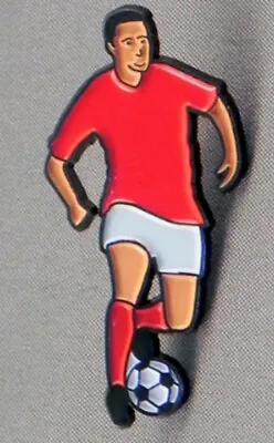 Footballer Pin Badge. Red Shirt White Shorts. Football Kit. Man United. England • £2