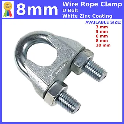 £6.19 • Buy 8mm WIRE ROPE FITTINGS CABLE CLAMP CLIPS GRIPS CLIP GRIP U BOLT U-BOLTS
