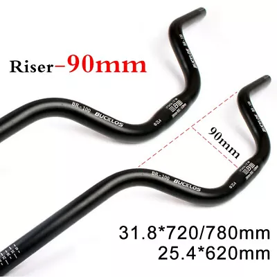 MTB Handlebar 25.4mm Bike Handle Bar Rise 90mm Bicycle M Handlebar 31.8*720mm • $15.84