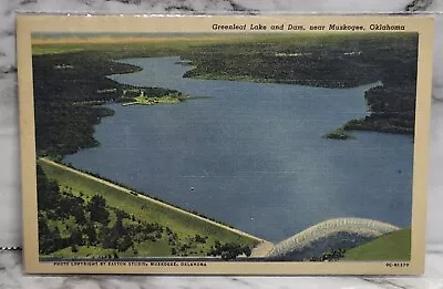 Vtg Postcard. Greenleaf Lake & Dam. Near Muskogee Oklahoma Filled Out. Unpost. • $5