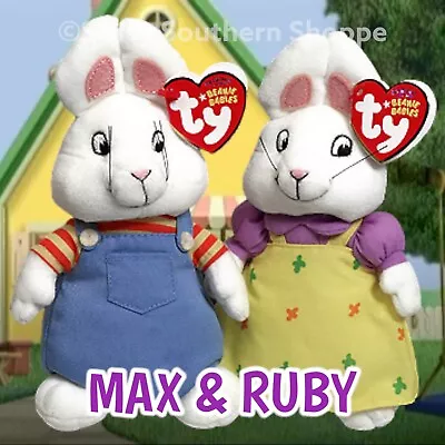 ❤️ 2007 MAX & RUBY Bunny RABBITS Nick Jr. Set Of 2 Ty Beanie Babies *MWMT* • $29.99