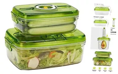Vacuum Seal Food Storage Container Set - Fresh Save For Vegetables 1L+2L/2pcs • $35.23