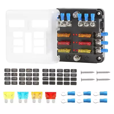 6 Way Fuse Block With Negative Bus Waterproof Fuse Panel For 12-24V Automotive M • $25.99