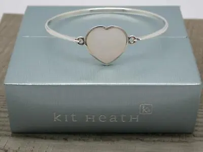 Stunning Sterling Silver Kit Heath White Mother Of Pearl Heart Bangle Bracelet • £24.99