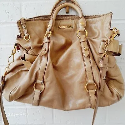 $275.94 • Buy  AUTHENTIC  MIU MIU Vitello Lux Bow Leather Satchel Tote Bag