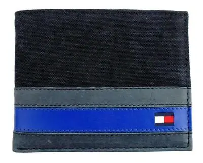 Tommy Hilfiger Men's Leather Canvas Credit Card Wallet Billfold Navy 31TL22X050 • $27.29