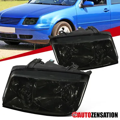 Fit 1999-2005 VW Jetta Bora MK4 Smoke Headlights Head Lamps Left+Right 99-05 • $72.19