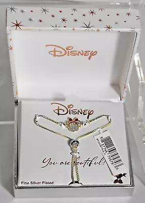 Disney Silver Plated Minnie Mouse Adjustable Slide Bracelet NIB • $31.99